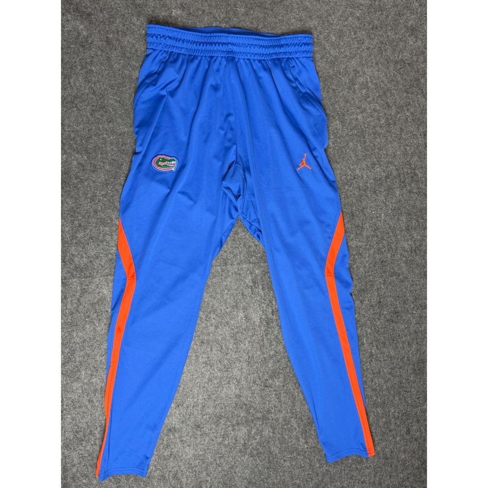 Jordan Florida Gators Mens Large Blue Dri-FIT Athletic Training Pants Orange Zip